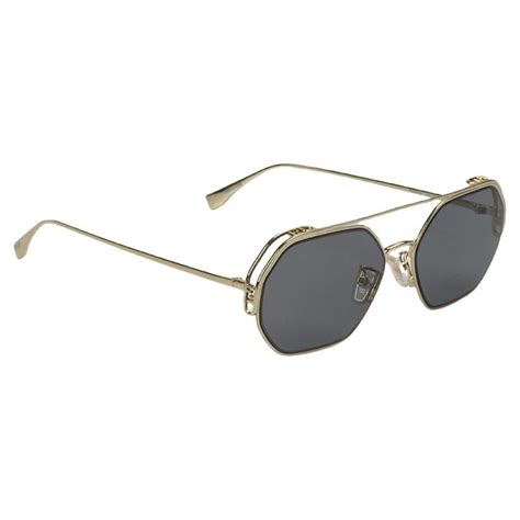 Fendi O'lock Hexagon Frame Gold Toned Sunglasses 